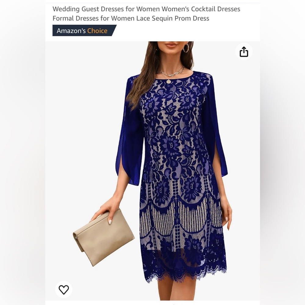 COOAN Blue Lace Cocktail Dress